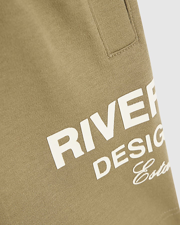 Boys Khaki RI Branded T-Shirt And Shorts Set