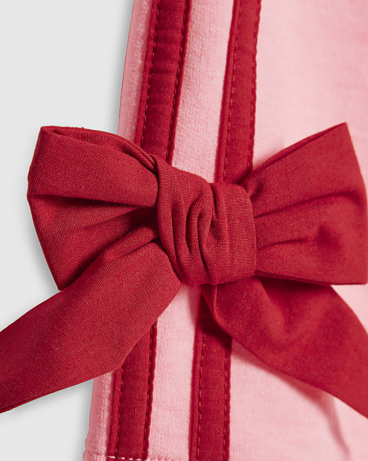 Girls Pink Bow Tank Top And Shorts Set