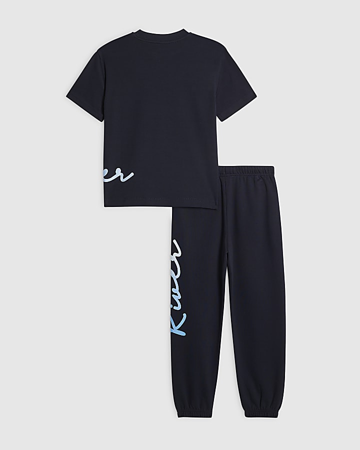 Boys Navy River Scripty T-Shirt Set