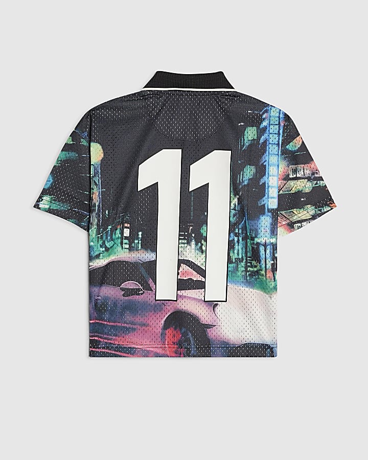 Boys Pink Oversized Mesh Tokyo Polo Top