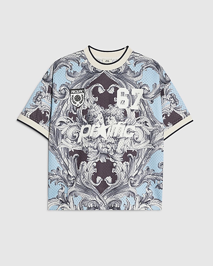 Boys Blue Oversized Mesh Baroque T-Shirt