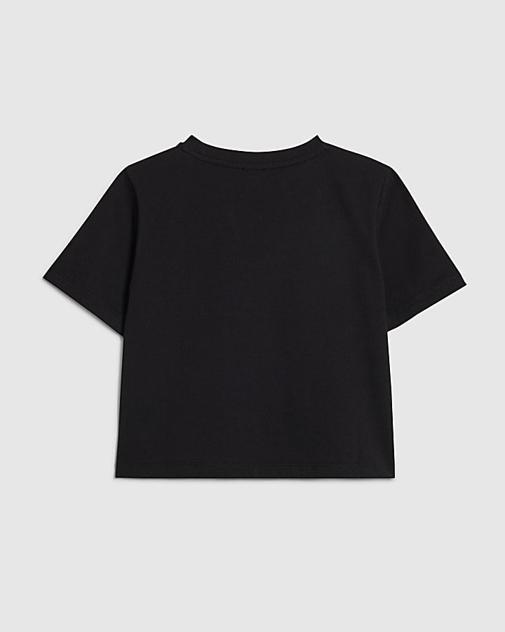 Girls Black Bow Charm T-Shirt