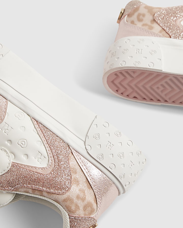 Girls White Monogram Glitter Trainers