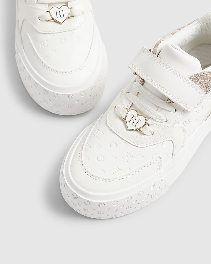 Girls White Monogram Leopard Trainers