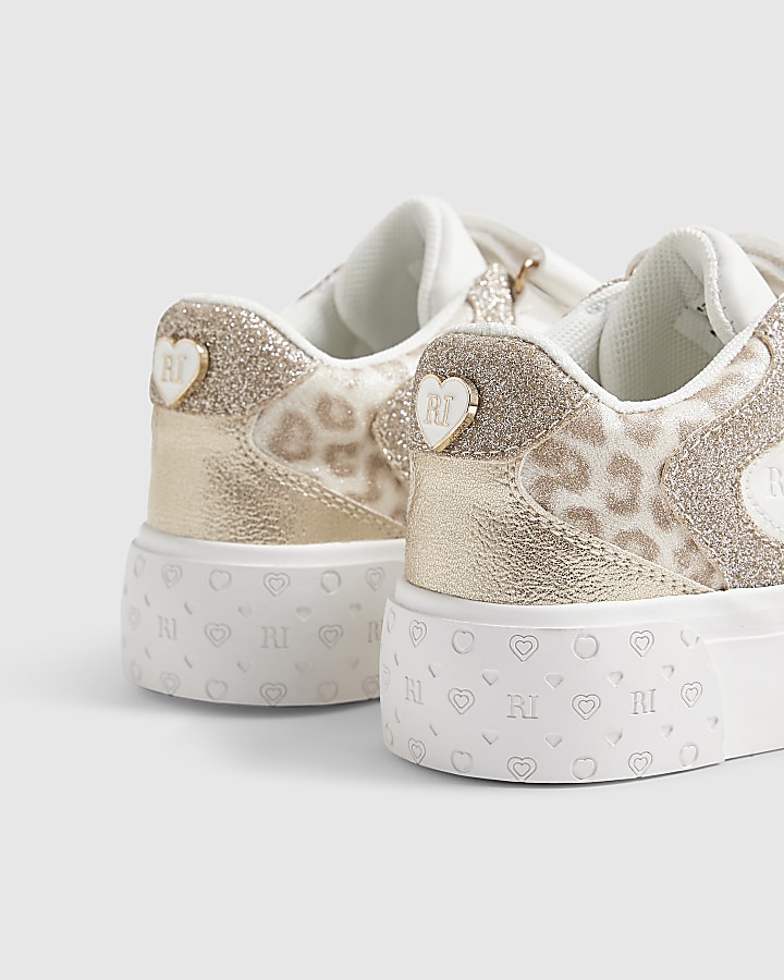 Girls White Monogram Leopard Trainers
