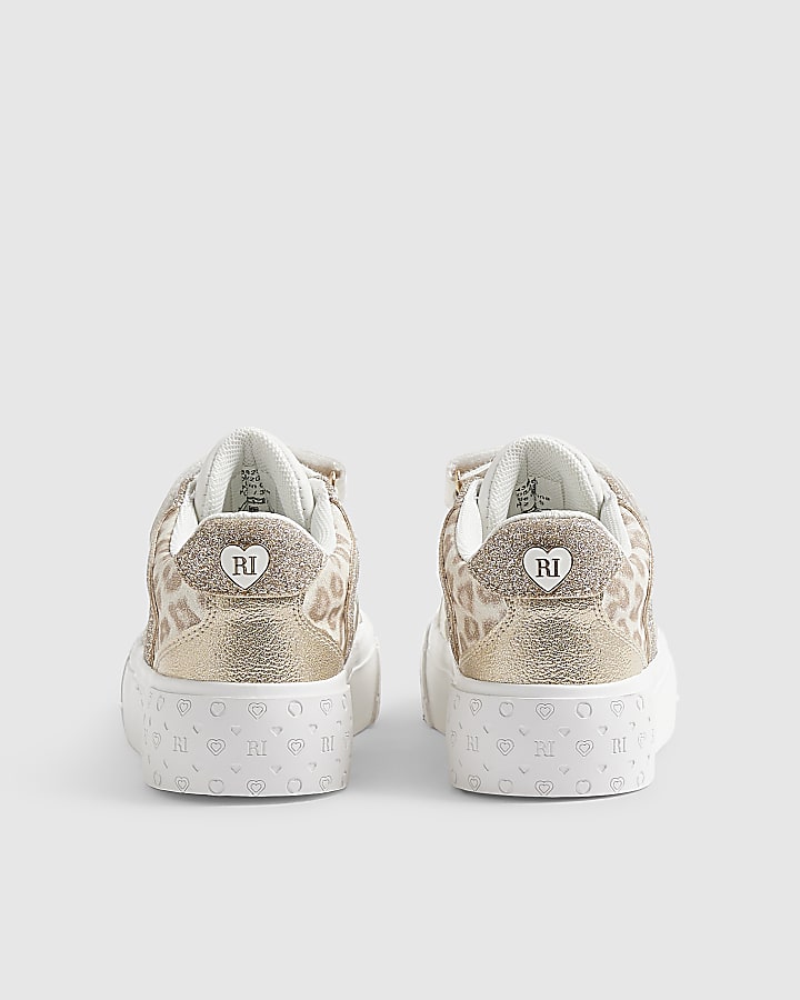 Girls White Monogram Leopard Trainers