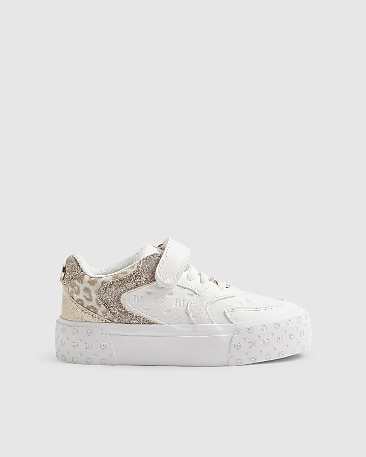 Girls White Monogram Leopard Trainers