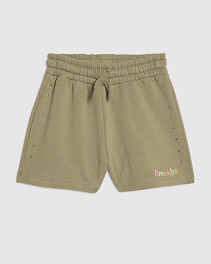 Girls Khaki Brooklyn Stud Shorts