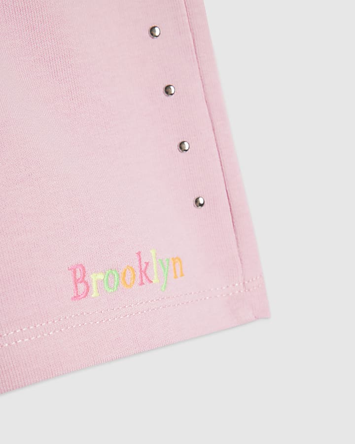 Girls Pink Brooklyn Stud Shorts