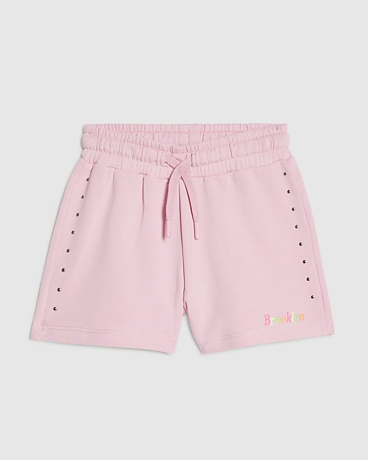 Girls Pink Brooklyn Stud Shorts