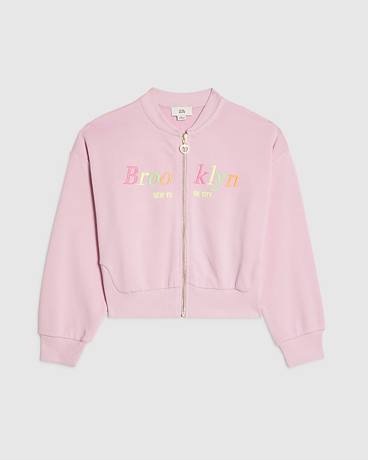 Girls Pink Brooklyn Zip Through Sweatshirt