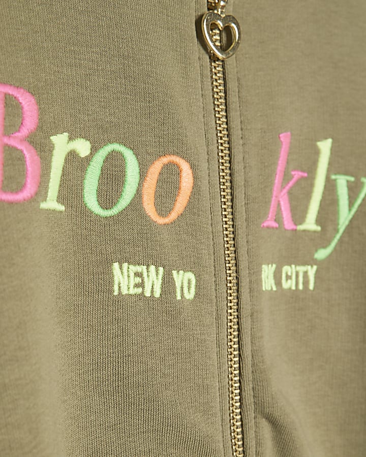 Girls Khaki Brooklyn Zip Through Sweatshirt