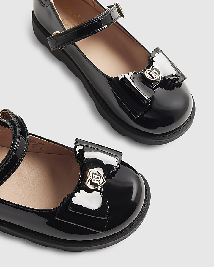 Mini Girls Black Patent Bow Mary Jane Shoes