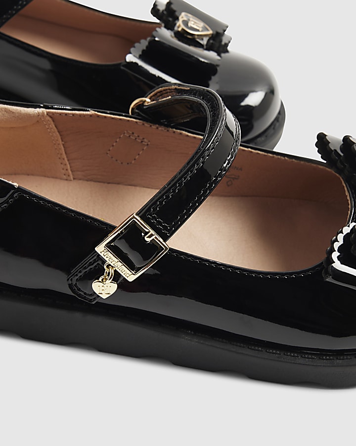 Mini Girls Black Patent Bow Mary Jane Shoes