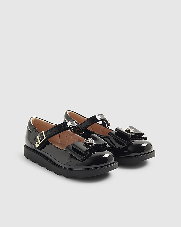 Mini Girls Black Patent Bow Mary Jane Shoes