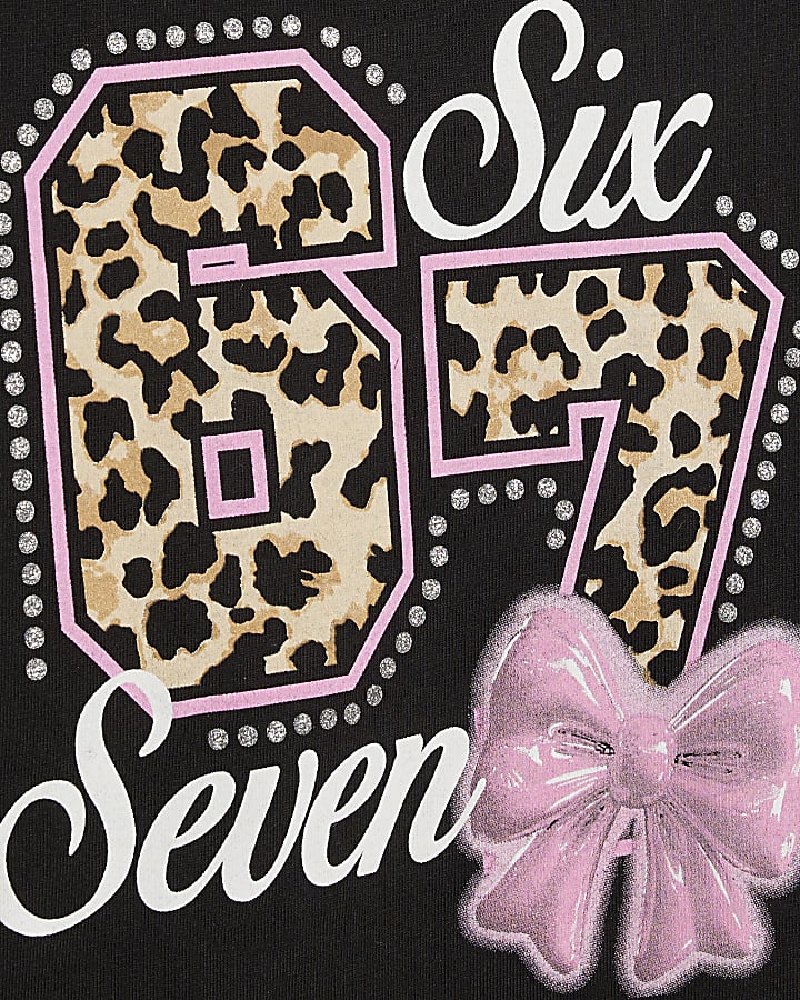 Girls Black Six Seven 67 Crop Top