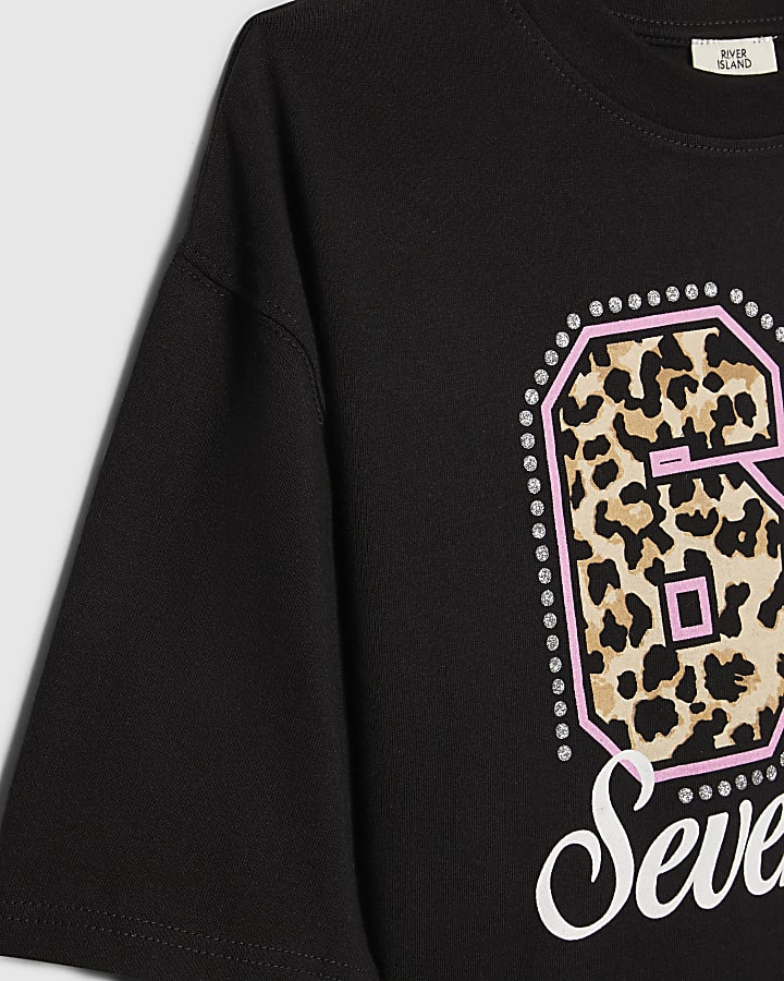 Girls Black Six Seven 67 Crop Top