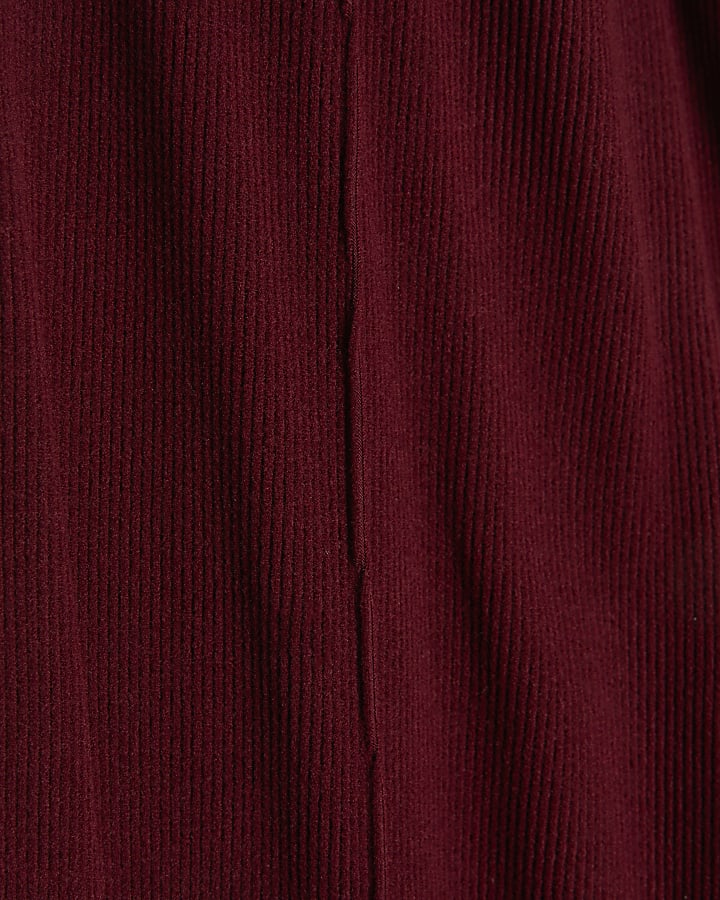 Girls Red Cosy Wide Leg Trousers