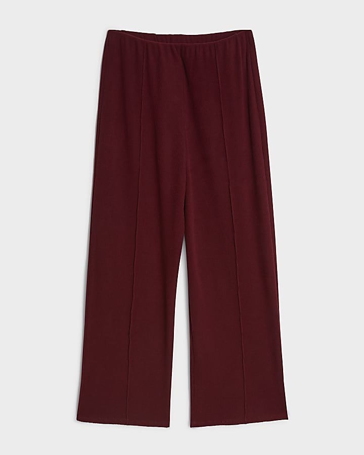 Girls Red Cosy Wide Leg Trousers