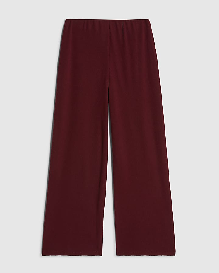 Girls Red Cosy Wide Leg Trousers