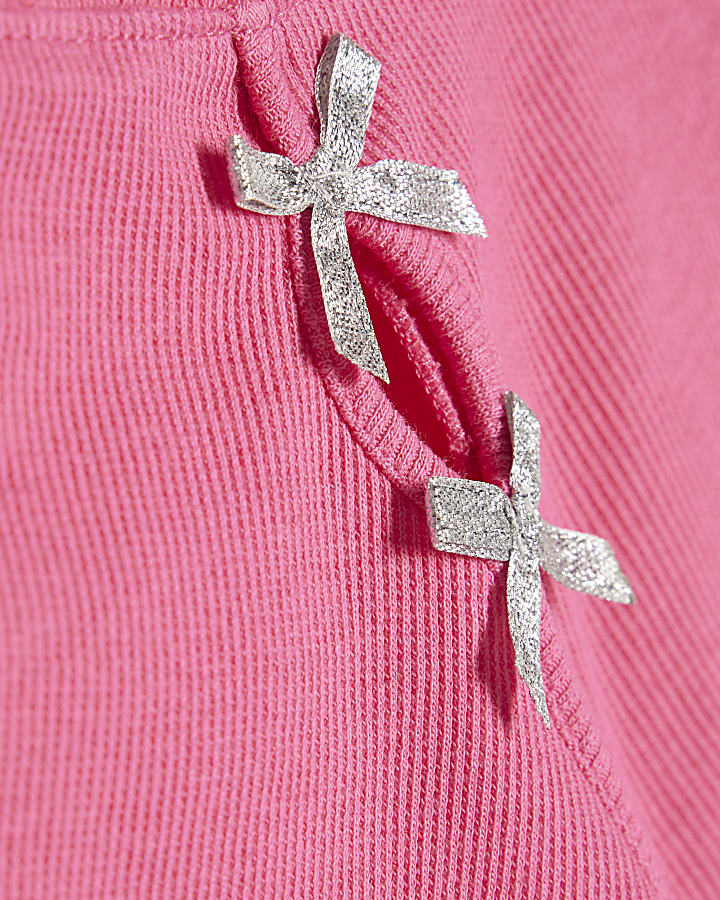 Girls Pink Bow Top