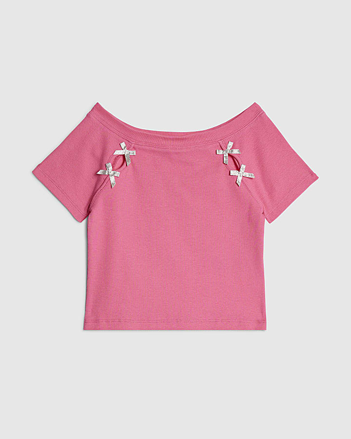 Girls Pink Bow Top
