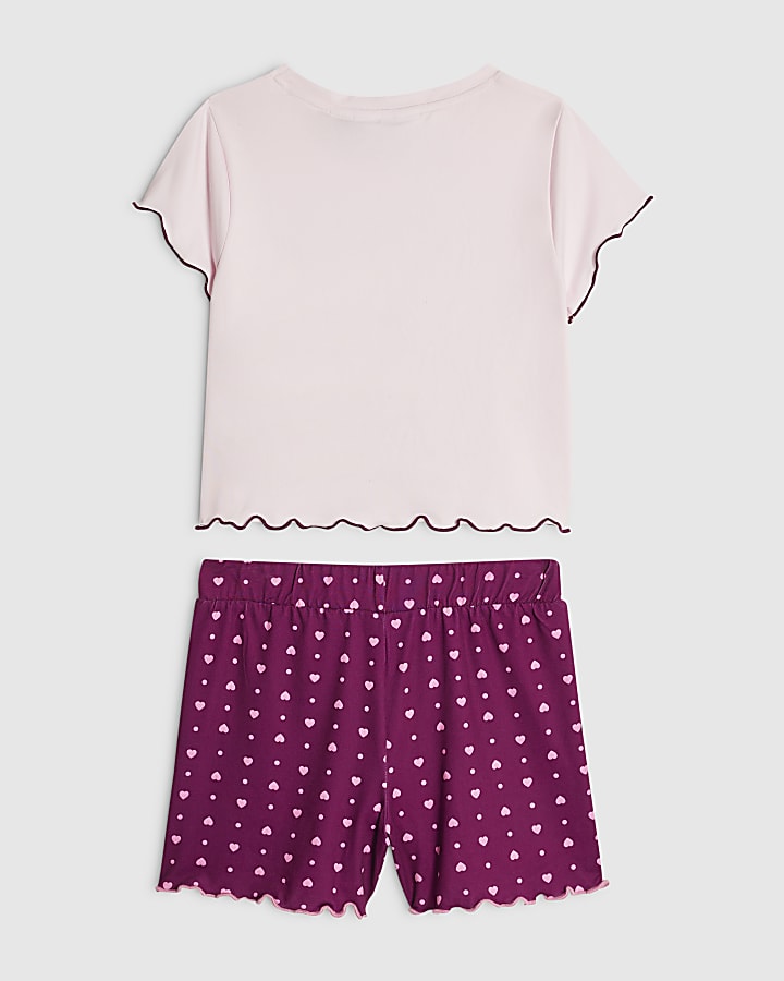 Girls Pink Self Care Puppy Pyjamas