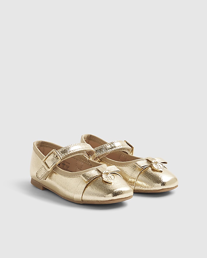 Mini Girls Gold Ballet Shoes