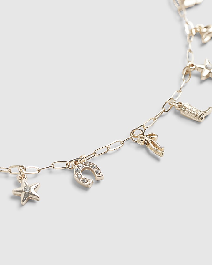 Girls Gold Rodeo Charm Necklace