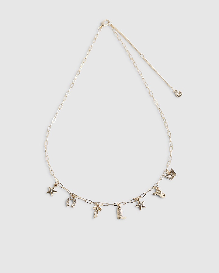 Girls Gold Rodeo Charm Necklace