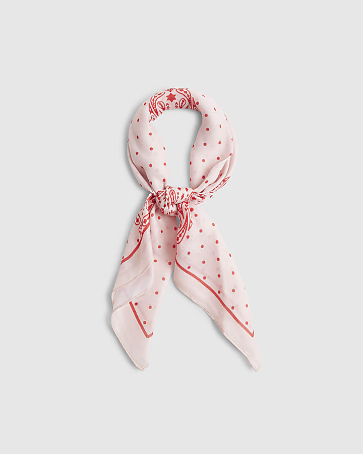 Girls Pink Polka Dot Paisley Scarf