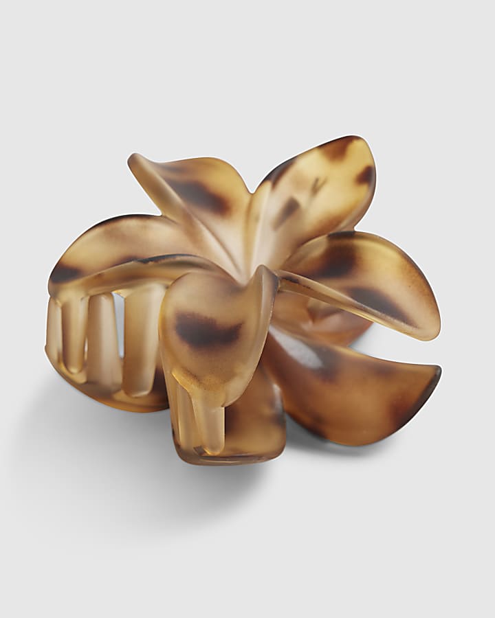 Girls Brown Leopard Flower Hair Claw Clip
