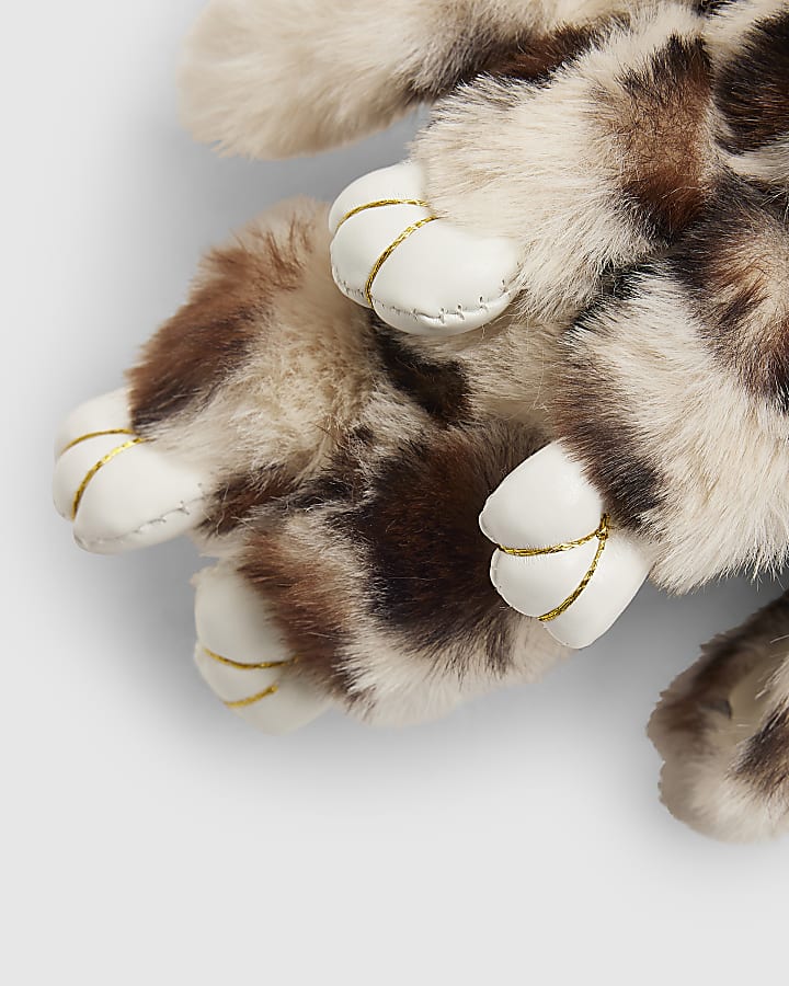 Girls Brown Leopard Print Bunny Keyring