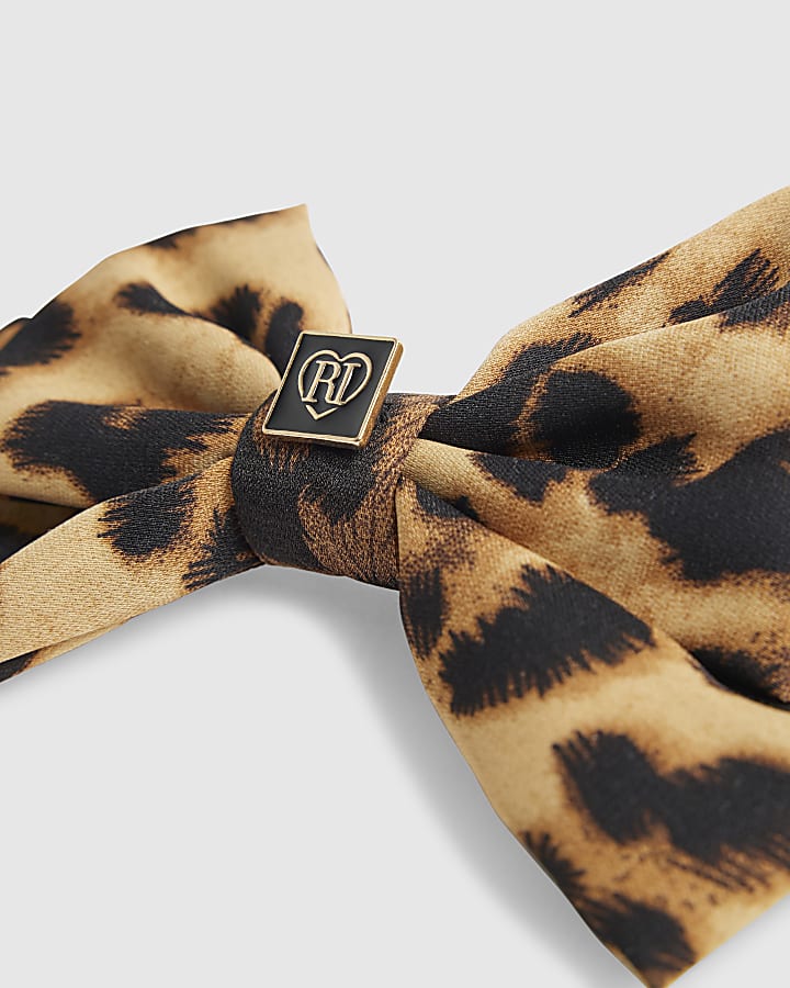 Girls Brown Leopard Print Bow Hair Clip