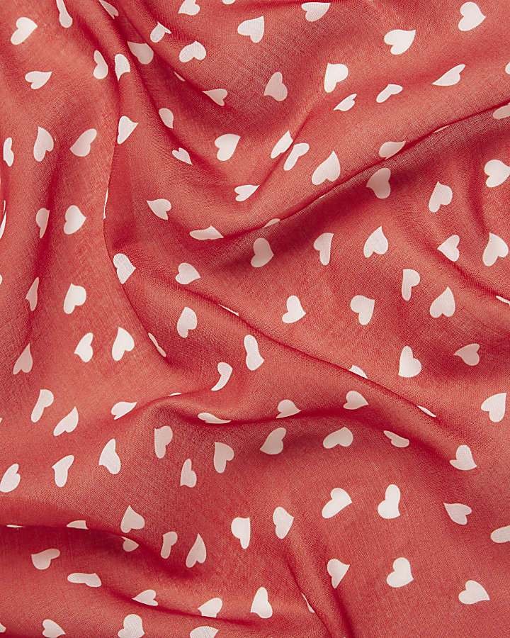 Girls Red Heart Printed Tie Headband