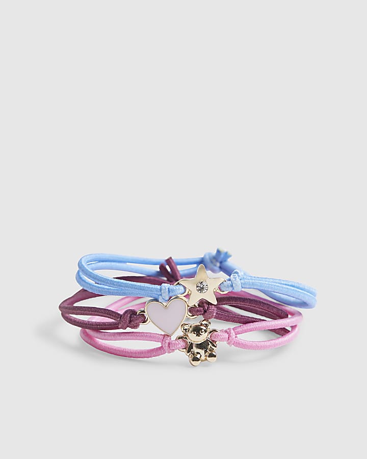 Girls Pink Elastic Heart Bracelets Pack of 3