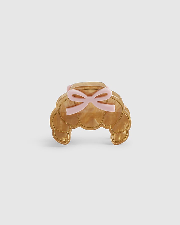 Girls Brown Croissant Hair Claw Clip