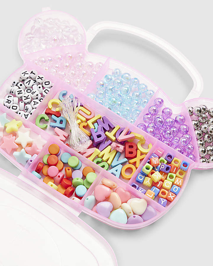 Girls Pink Bear Beaded Bracelet Making Kit