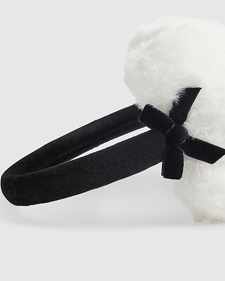 Girls White Heart Bow Earmuffs