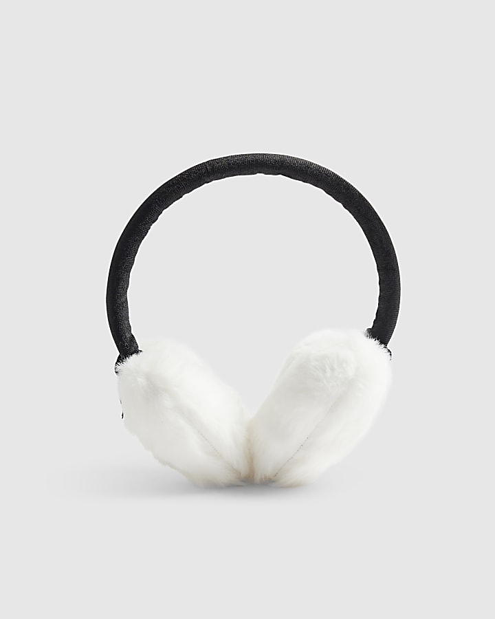 Girls White Heart Bow Earmuffs
