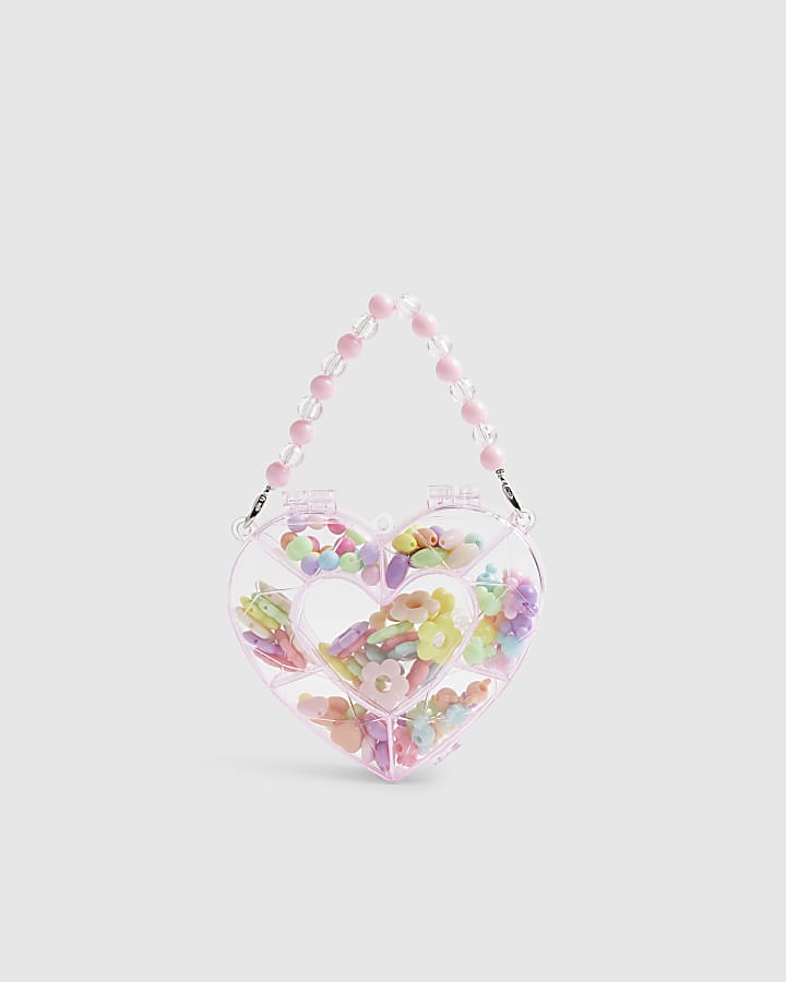 Girls Pink Heart Beaded Bracelet Making Kit