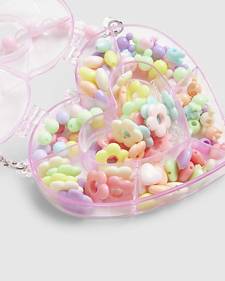 Girls Pink Heart Beaded Bracelet Making Kit