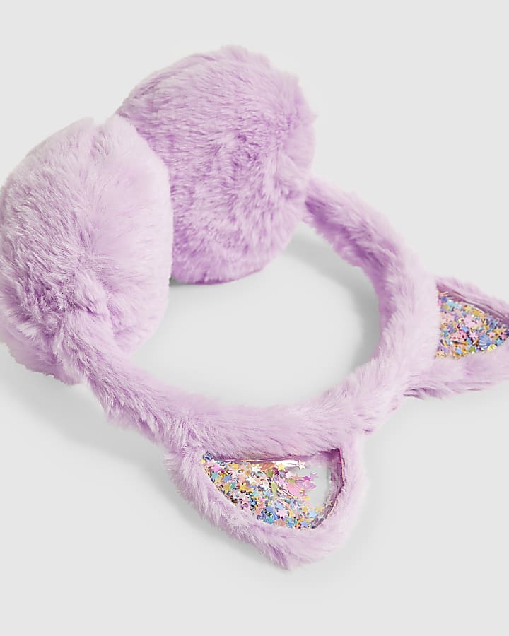 Girls Purple Cat Earmuffs