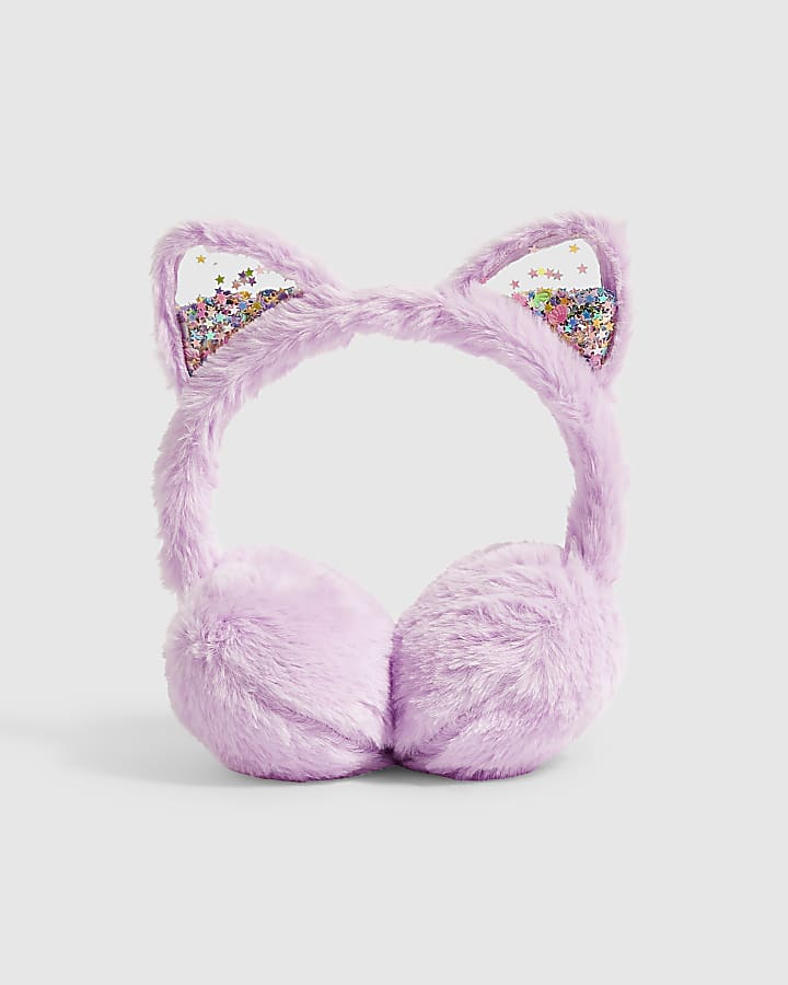 Girls Purple Cat Earmuffs