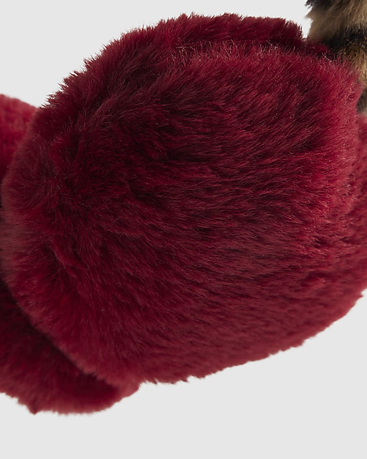 Girls Red Leopard Earmuffs