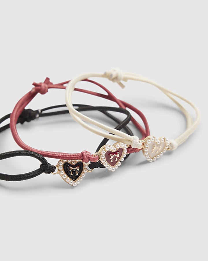 Girls Multi Colour Heart Pack Of 3 Bracelets