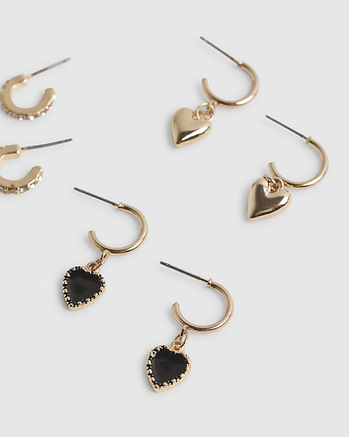 Girls Gold Pack Of 6 Mixed Earrings
