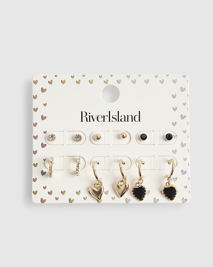 Girls Gold Pack Of 6 Mixed Earrings