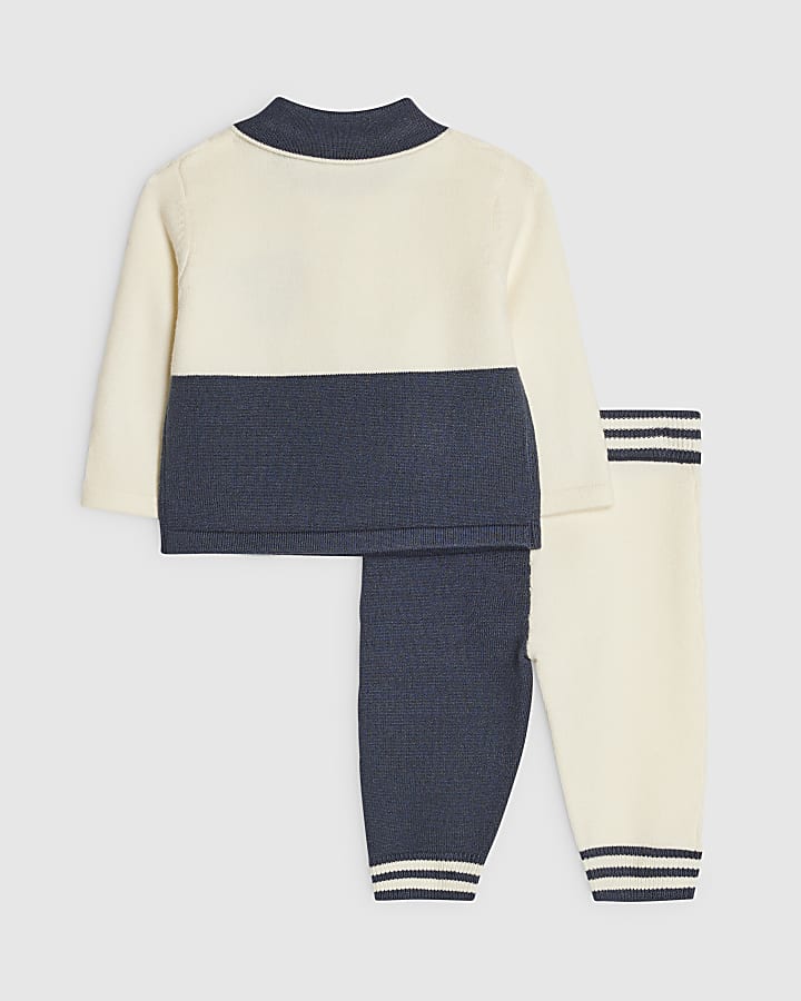 Baby Boys Blue Colour Block Polo Shirt Set