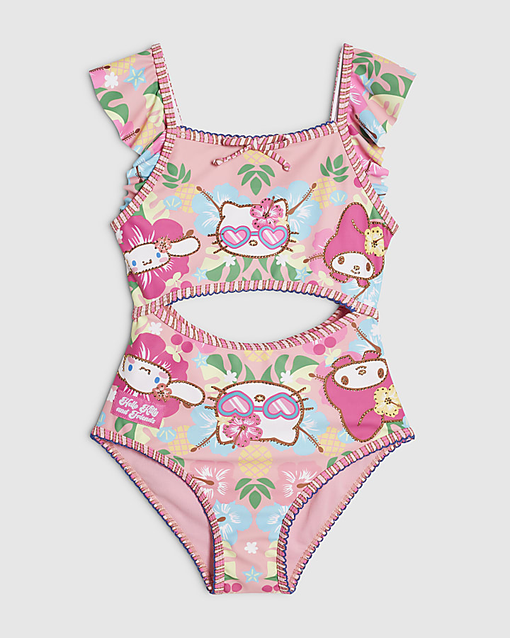 Girls Pink Hello Kitty & Friends Swimsuit